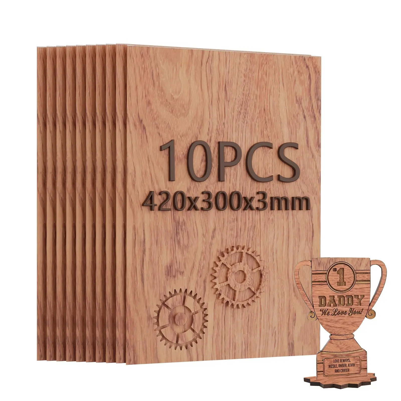 10pcs 3mm Thickness A3 420x300mm Rosewood Plywood for Model Making Laser Cutting Engraving