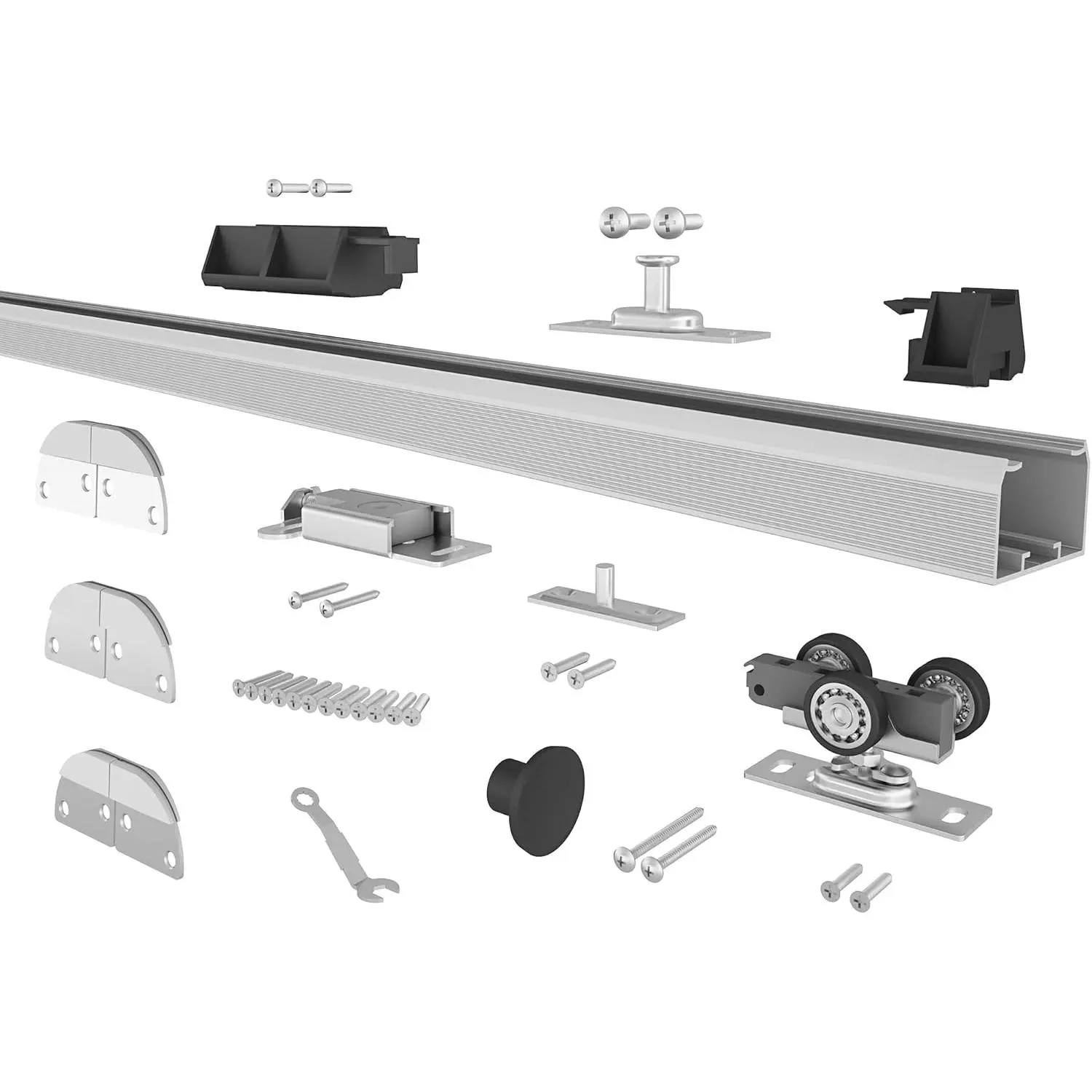 24 Bifold Door Hardware, Folding Door Hardware Sliding Barn Door Hardwares for 2 Doors (12" Each), Top Mounted Bifold Door Hardware Kit for Bedroom, Bathroom, Closet