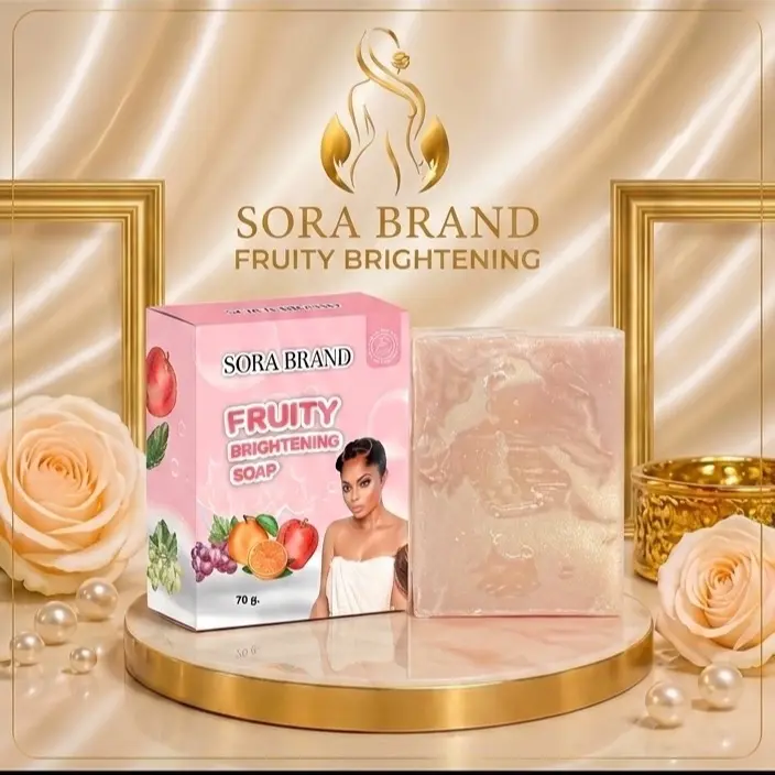 Sora Brand Fruity Brightening Soap - 70g - Fruit Essence for Skin Care - Brightening & Cleansing Facial Skin Repair Facial Wash Facial Cleansing Cleanser