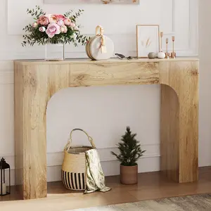 Garvee - 47 Inch Farmhouse Console Table, Narrow Wood Entryway Table Behind Sofa, Slim Rustic Furniture for Living Rooms, Foyers, and Apartments, Oak