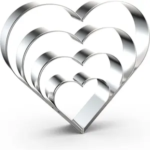 Heart Cookie  Set Large/Small/Mini - 5 Inch, 4 Inch, 3 Inch, 2 Inch - 4 count Valentine's Heart Shaped Cookie Cutters Shapes Biscuit Molds for Baking - Stainless Steel