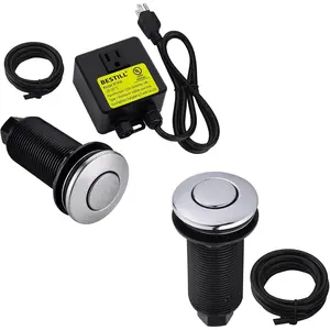 Air Switch Kit for Garbage Disposal, UL Listed, Sink Top Long Button with Brass Cover, Brushed Nickel(2 PACK)