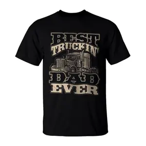Best Truckin' Dad T-Shirt, Vintage Truck Graphic Print, Soft Cotton Tee for Fathers, Trucker Dad Gift, Black Trucking Apparel
