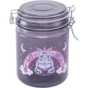 GLASS JAR WITH CLASP 22OZ BLACK -  LIT AS HELL