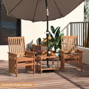 Multigot 3-Piece Patio Furniture Set, with 1.5inch Umbrella Hole Hardwood Table and Chair Set