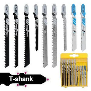 20 Pcs Jigsaw Blades Set with Case, 9 Types of Assorted T-Shank Replacement Jigsaw Blades, Replaceable Blades, for Wood,Plastic and Metal Cutting, High Quality Steel