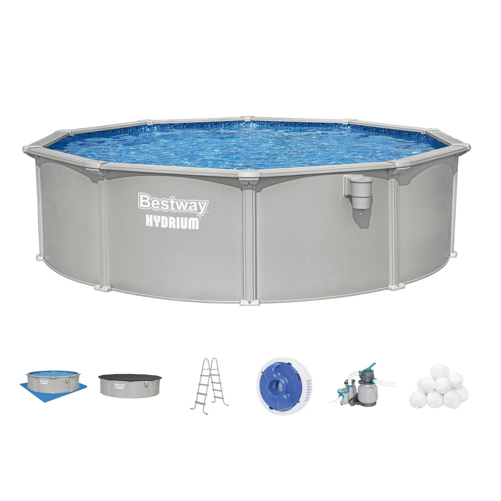 Bestway Hydrium 15' x 48" Round Steel Wall Above Ground Pool Set Bestway Hydrium 15' x 48" Round Steel Wall Above Ground Pool Set