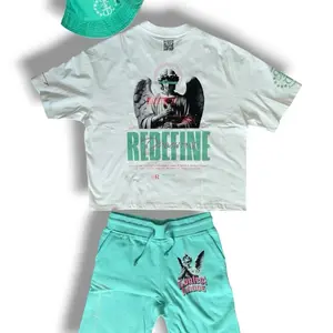 Kontrol Khaos Easter Fit - White T-Shirt with Angel Print & Mint Green Sweatpants Set for Easter Outfits