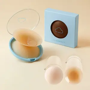 LUCKMEEY Push Up Nipple Covers with Magic Lifting Wings – Reusable Adhesive Waterproof Lifting Nipple Cover,  Hypoallergenic Cakes Bra Sticky Adhesive Silicone Nipple Pasties with Travel Box Christmas gifts