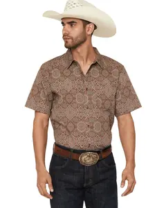 Gibson Trading Co Men's Sundown Drapes Medallion Print Short Sleeve - Gmsu26w9-Rucop