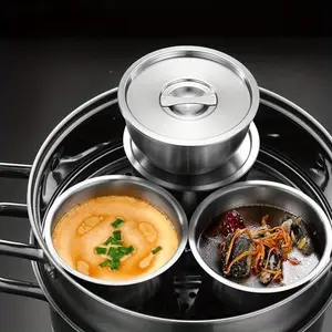 1pc Stainless Steel Steamed Egg Bowl, Steamed Egg Bun Bowl, Baby Food Supplement Bowl, Stew Bun Bowl with Lid, Steamed Egg Fresh-keeping Bowl, Stainless Steel Bowls