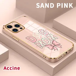 Electroplated Phone Case for iPhone 17 Pro Max Air 16 15 14 Plus 13 12 11 Dog Mom Love Soft TPU Silicone Dirt-proof Easy to Clean Soft Cover Gift