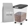 IRIS USA Airtight Pet Food Storage Bin with Snap Lock Lid and Wheels, Black
