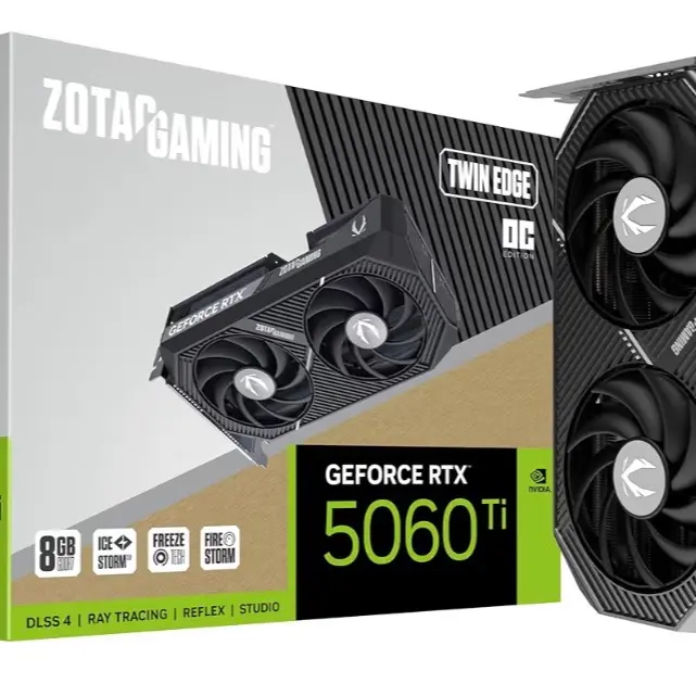 ZOTAC Gaming NVIDIA GeForce RTX 5060 Ti 8GB Twin Edge OC Desktop Gaming Graphics Card - 8GB GDDR7 Memory, 128-bit 28 Gbps, IceStorm 2.0 Cooling, DLSS 4, PCI-Express 5.0, Compact Form, SFF-Ready, ZT-B50610H-10M