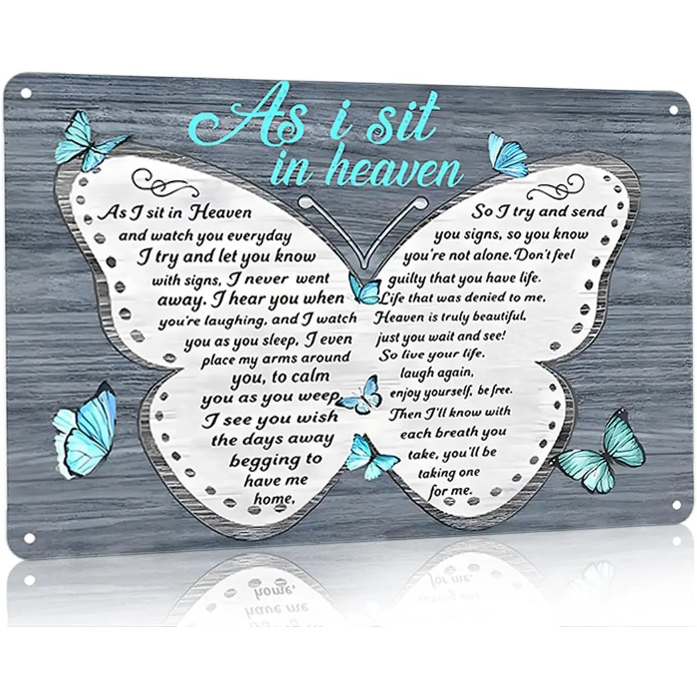 "As I Sit In Heaven" 8x12in Stainless Steel Vintage Metal Sign, Pre-Drilled Holes Commemorative Sympathy Memorial Metal Plaque, Home Decor for Living Room, Garage (3091)