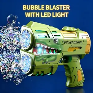 BubbleGun 2 Pack Rechargeable LED Light Up Graffiti Bubble Gun for Kids with 2 Refill Bottles Automatic Bubble Maker Blaster Toy for Toddlers Age 4-8 Eco-Friendly ABS Material