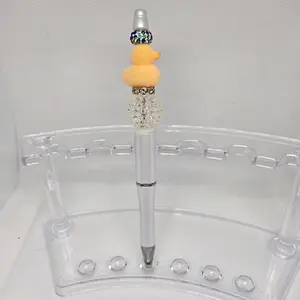 Fuzzy Yellow Duck Bling and Beaded Pen - Black Ink ideal gift