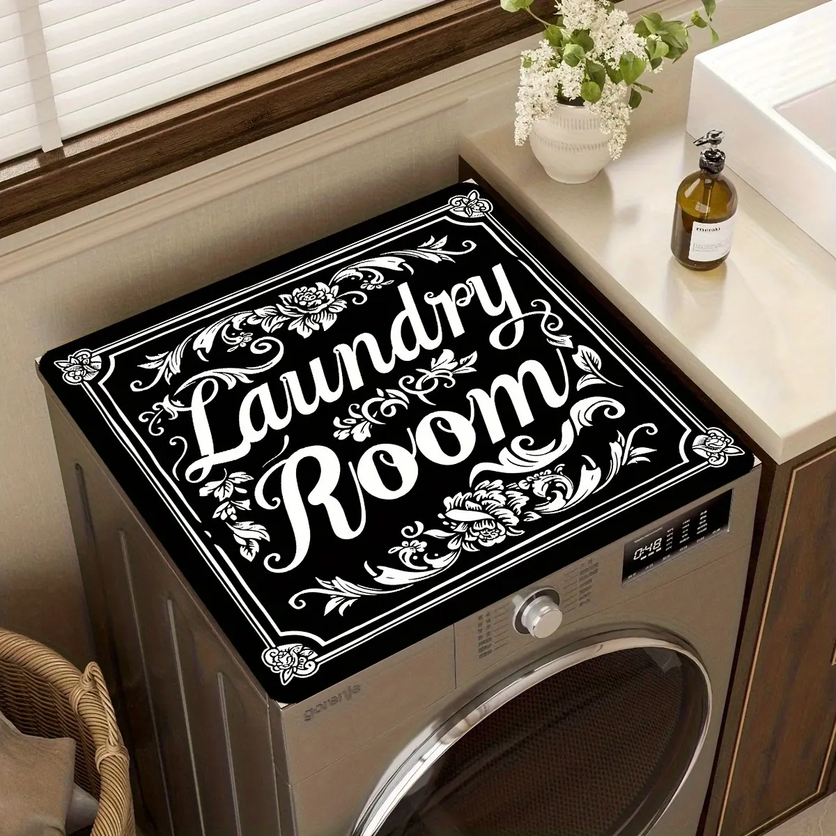 [Laundry Pad Protection Pad] Anti slip washing machine and dryer top protection pad -23.6x19.7 inches (59x49cm), washing machine/dryer scratch and splash proof cover pad, easy to clean surface, ideal choice for laundry rooms, kitchens, and bathrooms