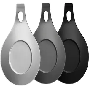 3 count Spoon Rest for Stove Top, Heat Resistant Flexible  Kitchen Utensil Rest Ladle Spoon Holder for Stove Top  for Cooking Spatula, Ladle, Brush(Black, Dark Grey, Light Grey)