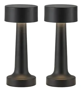Cordless LED Black Small Table Lamps Set of 2, Portable Rechargeable 4000mAh Battery Operated Desk Lamp, 3 Color Stepless Dimming for Outdoor, Bar, Night Light, GiftKids, Restaurant, Bedside,