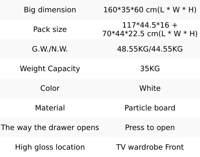 TV wardrobe TV low Board with LED lighting and smart app control, 160*35*60cm TV table living room cabinets high gloss hanging