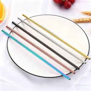 5 Pcs Multicolor Reusable Metal Straws,8.5" Stainless Steel Straws,Easy to Use for Drink