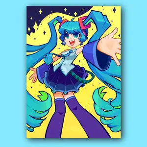 Hatsune Miku Singing Mini Art Print