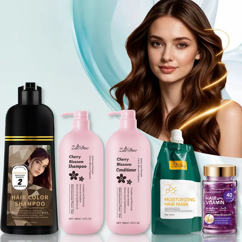 3-in-1 Ginseng Color Deposit Shampoo - All-in-1 At-Home Hair Color