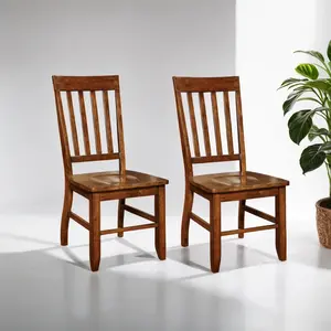 BonaNest Transitional Sturdy Wood Side Chairs / Dining Chairs in Dark Oak Finish (2-packs)