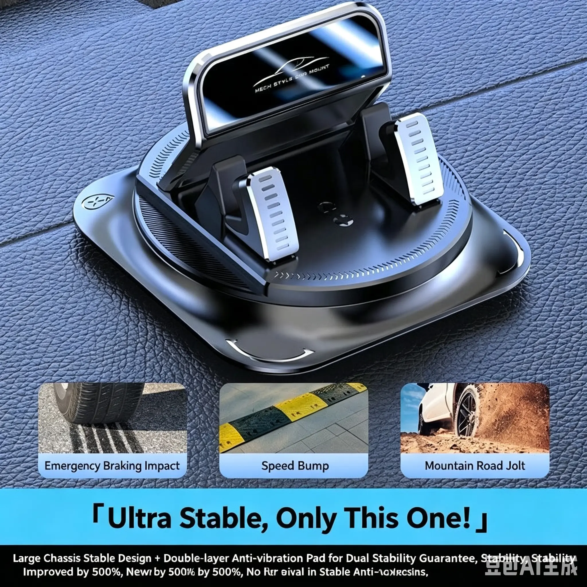 2026 Newest Car Phone Mount, Dashboard Anti-Slip Pad Phone Holder for Car Navigation, Universal Vehicle Interior Support Stand
