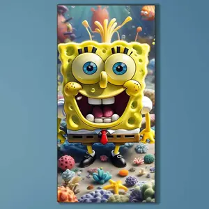 5D DIY Full Diamond Round Drill - Diamond Painting Kit Cartoon Sponge Mosaic Canvas DIY Wall Art, Home Wall Decoration