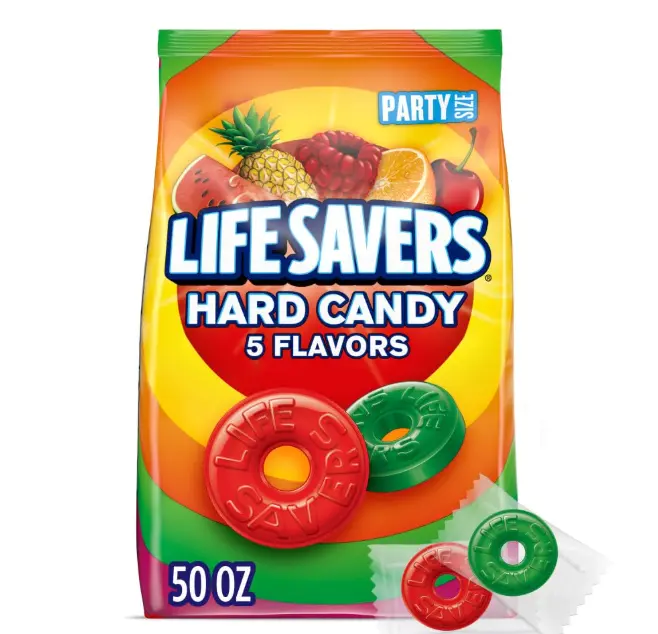 LIFE SAVERS 5 Flavors Hard Candy, Party Size, 50 oz Sharing Bag | Five fruity hard candy flavors, individually wrapped candies for road trips, candy bowls, candy dish, sharing, party favors