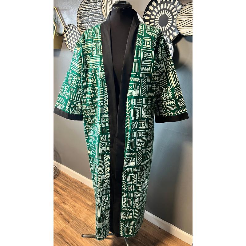 Kimono's/Dusters With Sleeves Fitted Ankara Prints All Seasons Casual Chic Dress Matching Belt Pockets Women's Clothes