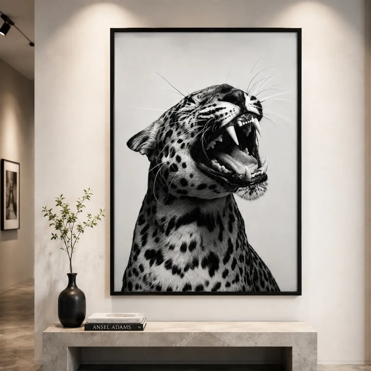 Black And White Leopard Roar Poster - Leopard Print Wild Animal Wall Art Print, 2026 Fall Home Decoration for Room, Artistic