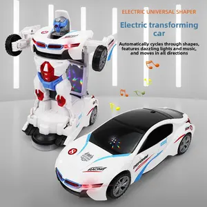Electric universal toy car model, transforming and rotating robot, children's toy with sound and light effects