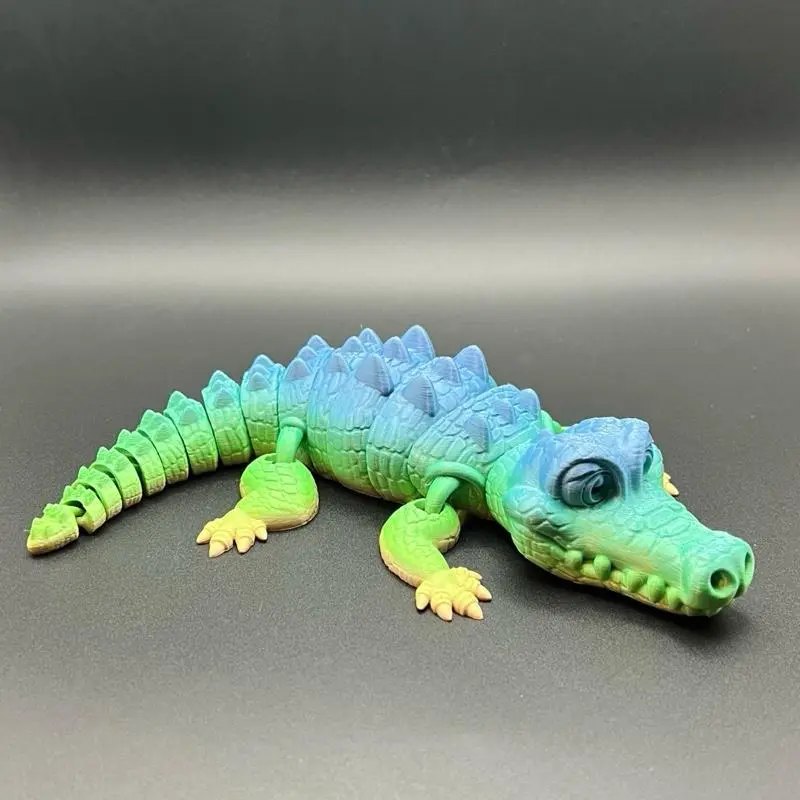 Cute Flexi Crocodile 3D Fidget Toy, Fully Articulated Design in Blue and Green with Unique Features and Playful Appearance