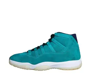 Teal High-Top Suede Basketball Sneakers with White Midsole and Translucent Rubber Outsole