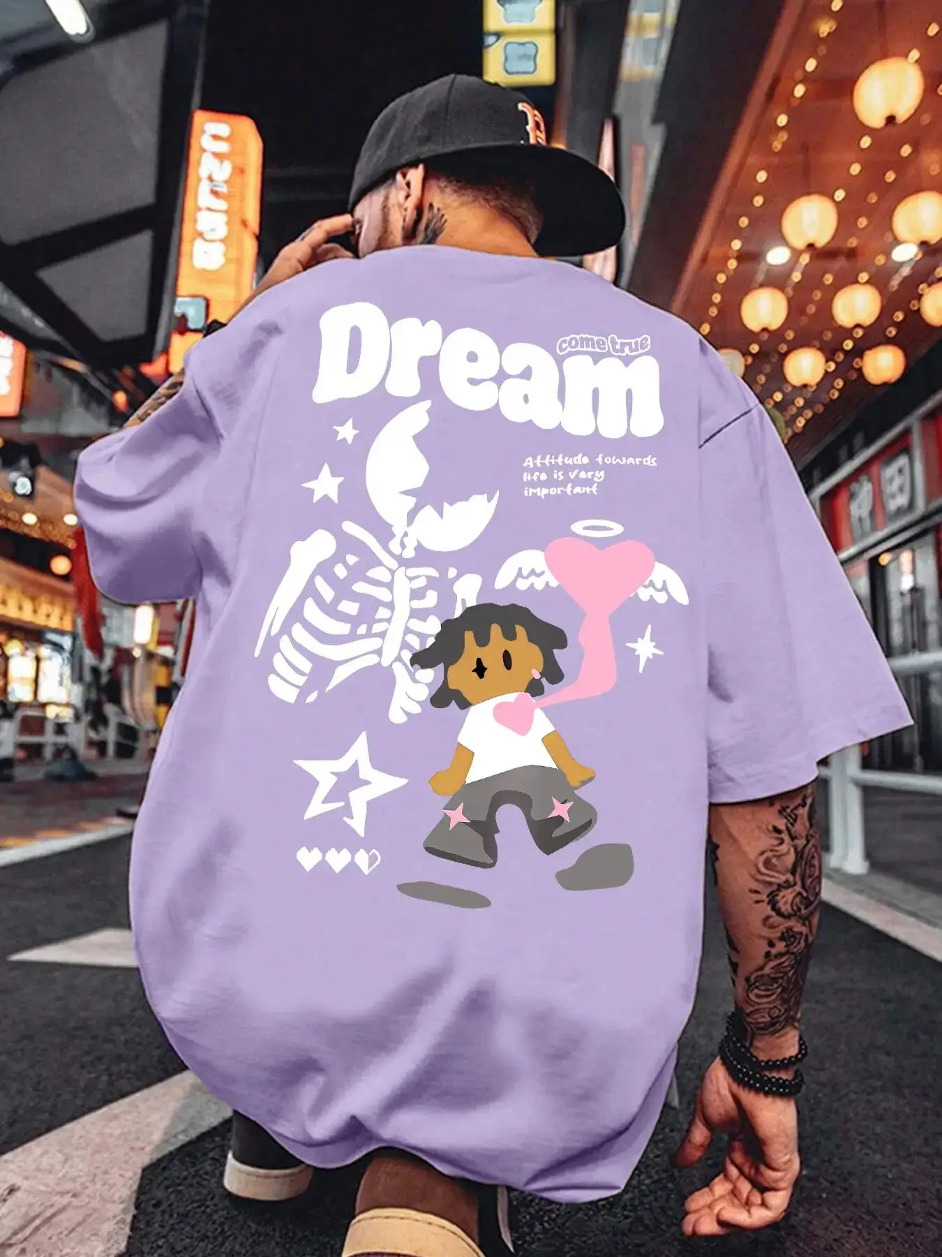 Men's Cartoon Drop Shoulder Graphic Tee, National Day Clothing, Regular Fit Round Neck Half Sleeve T-shirt for Daily Wear, Casual Comfy Men's Top for