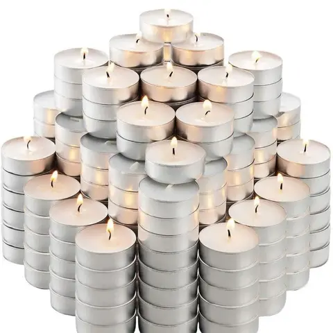 100/150/200 pcs new Tea Light Candles Bulk Pack 2.5 hours Burn White Unscented 50pcs each pack party pray church saints burner wax burner Set Decor Table Decoration Ornaments Cozy