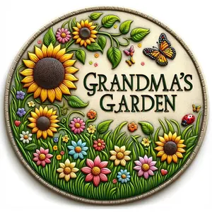 9.45 Inch Durable Stepping Stone with 3D Hand-Painted Sunflower Design Garden Décor, Ideal Gift for Grandma Mom Wife for Mother's Day Christmas Birthdays