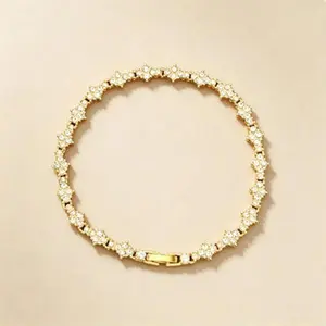 Unisex Moissanite Ice Crystal Silver Tennis Bracelet Affordable Trendy Graduation Gift Accessory