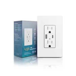 USB Outlet, 4.8Amp Type C Wall Charger Power Outlet, Electrical Socket with USB C/A Ports, 15 Amp Tamper Resistant Receptacle, Screwless Wall Plate Include, ETL Listed, White