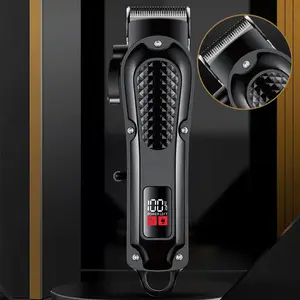 Durable and Sharp Electric Hair Clipper Set with Self-Sharpening Blades R-Shaped Angle Low Noise High Power Display Screen for Professionals and Home Use