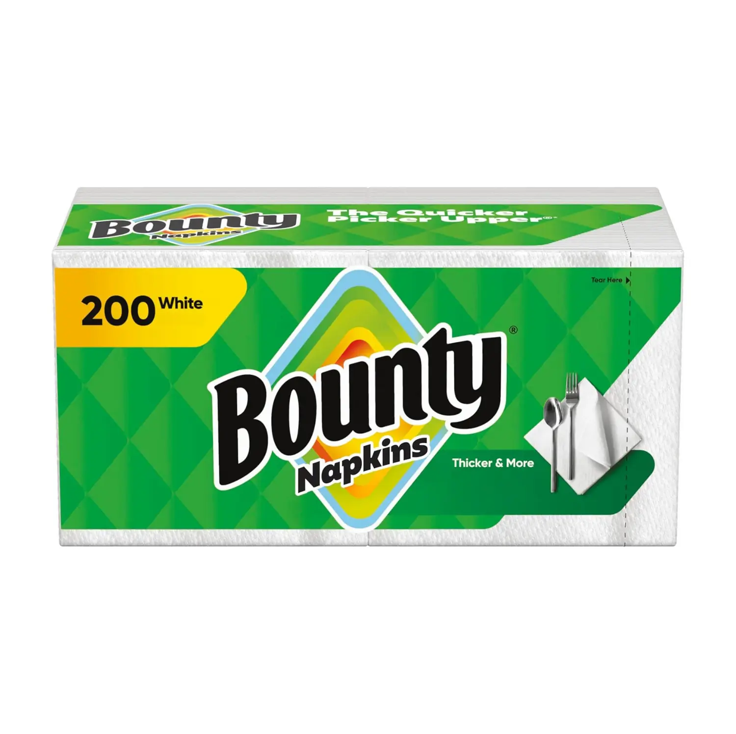 Bounty 200-Count White Paper Napkins, Thick Absorbent Disposable Dinner Napkins