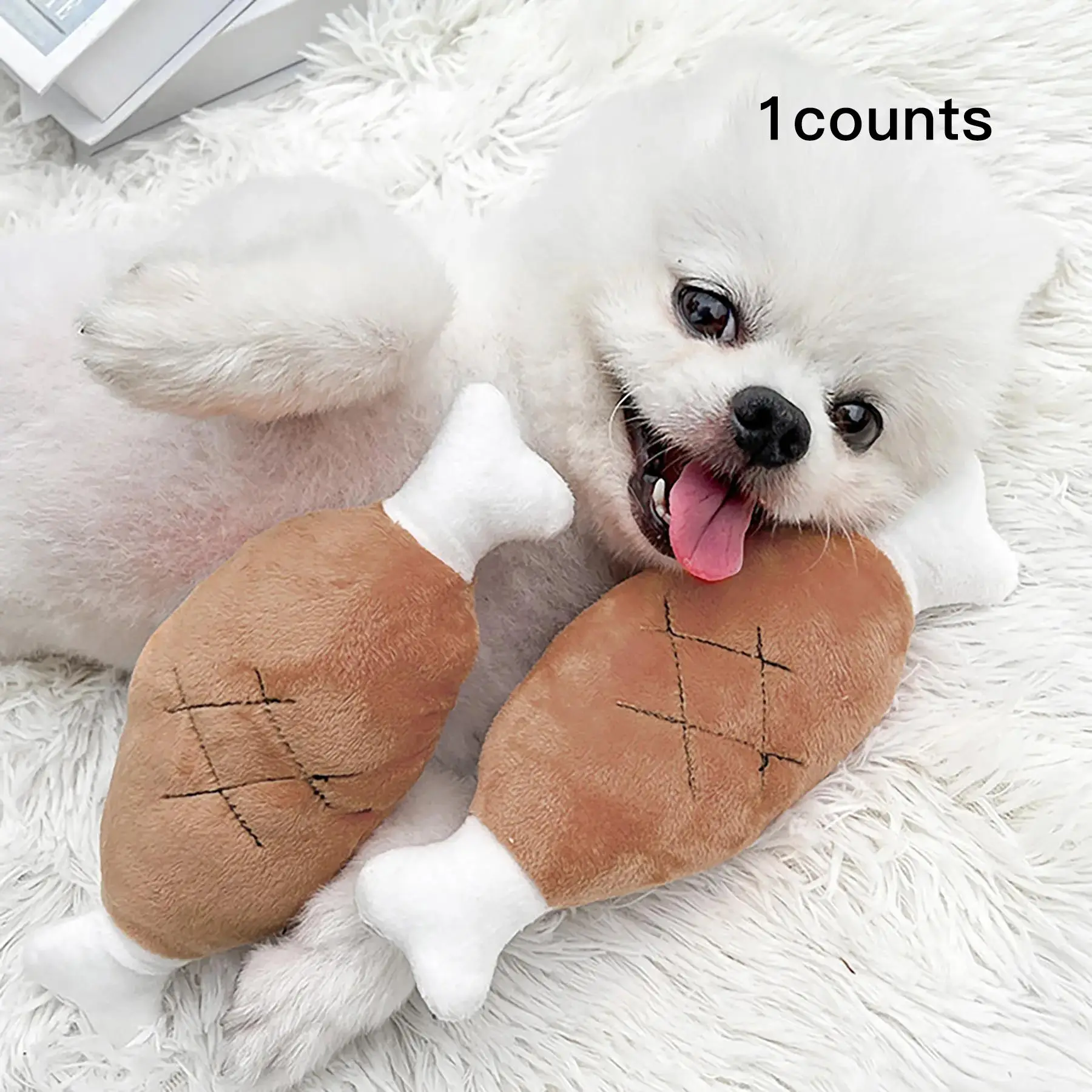 Chicken Leg Shaped Squeaky Pet Plush Chewing Toy, Durable Bite Resistant Stuffed Animal Plushie, Interactive Pet's Anxiety Relief Plush Dogs Teething