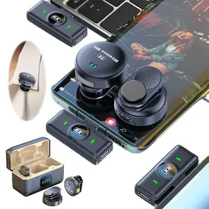 Wireless Magnetic Button Collar Microphone 164ft Range Lapel Mic 40H Battery Lavalier Mic with Charging Case for Video Recording