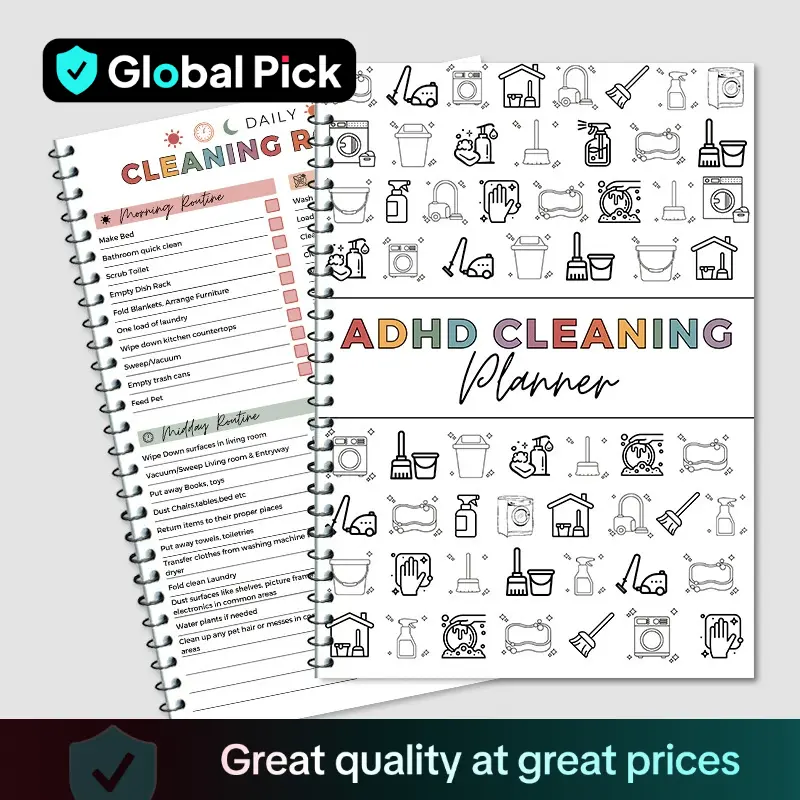 Household Cleaning Planner Notebook, 1 Count ADHD Cleaning Planner Notebook, Household Cleaning Schedule Notebook for Home Office Dormitory School