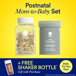 Ritual Postnatal Mom-to-Baby Set, Postpartum Multivitamin and Natal Choline Supplements, Supports Lactation, Immune Function, and Baby's Cognitive Function