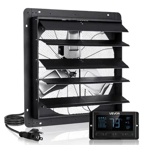 【Summervibes】VEVOR 24 inch Shutter Exhaust Fan, Wall Mounted Attic Vent Fan with Smart Programming Variable Speed Temperature Control, 2900 CFM,EC Motor,Timer, for Shed,Garage,Greenhouse Ventilation Cooling,Black