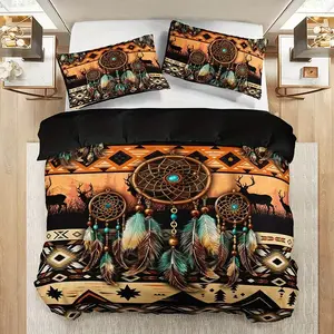 Bohemian Style Dreamcatcher Indian Totem Print Bedding Set, 3-Piece Bedroom Decor, Perfect Gift for Friends, Unique Home Decoration